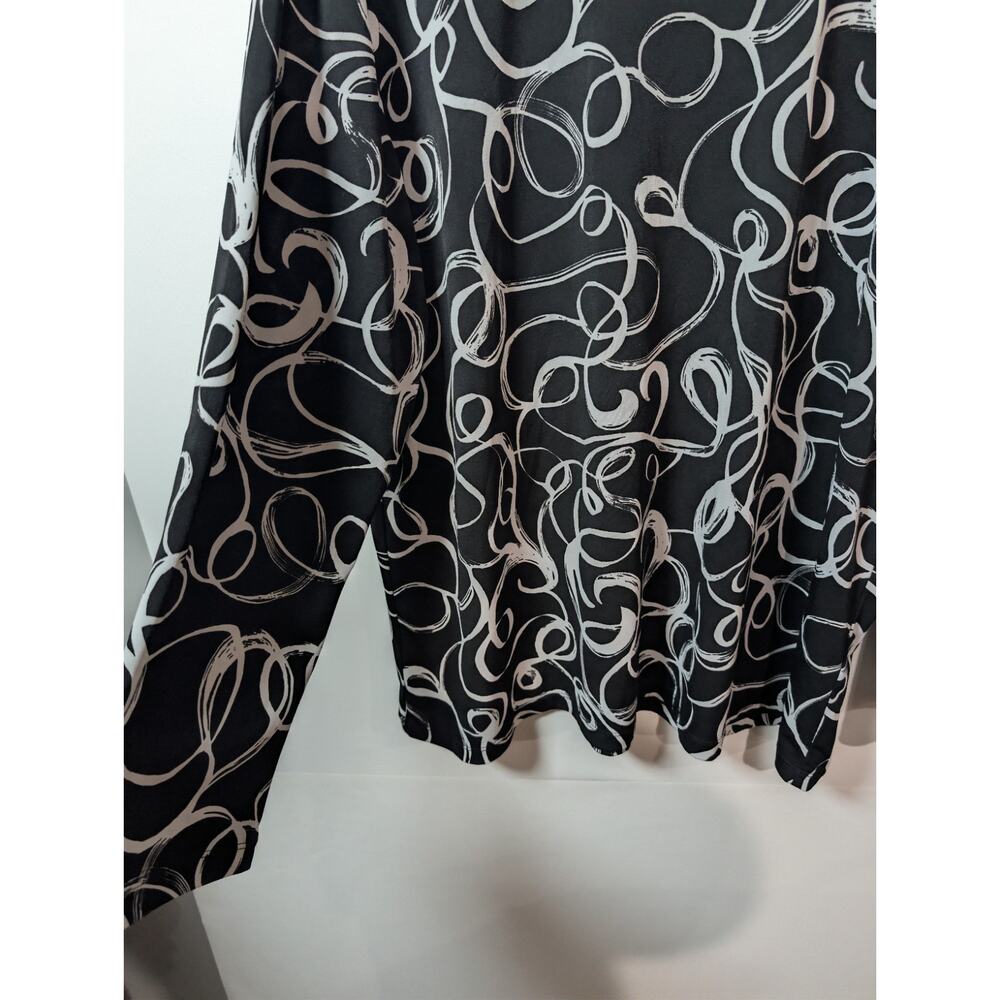 Susan Graver Top Shirt Tunic Women's Size XL Geometric High Neck Stretchy Blouse - Picture 3 of 12